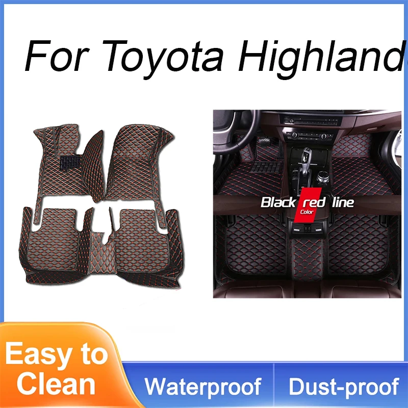 Car Floor Mats For Toyota Highlander (Hybrid/Petrol)7 Seats 2022 2023 Auto Foot Pads Auto Carpet Cover Interior Accessories