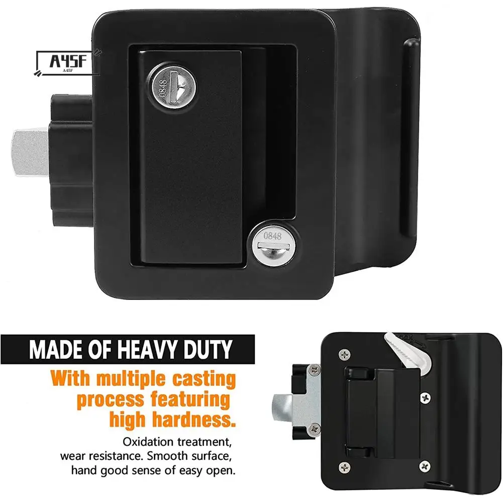 

A45F-RV Travel Trailer Entry Door Lock,Camper Door Latch With Paddle Deadbolt, RV Handle For Cargo Hauler Horse Trailer Truck