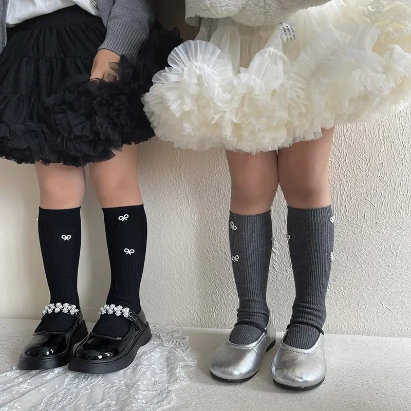 Creative Design Korean Kids Girl Sock Simplicity Fashion Bow New Calf Sock for Children Spring Autumn Soft Cotton School Sock