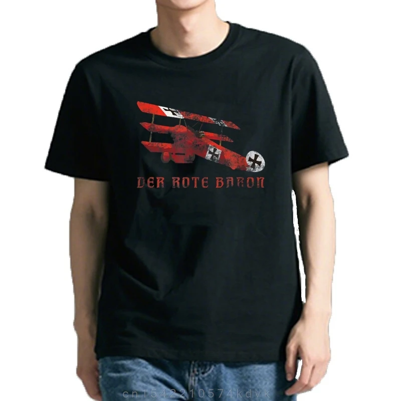 WWI allemand rouge Baron Manfred Vonveelhofen Albatros D.III combattant T-Shirt  col rond manches courtes décontracté hommes