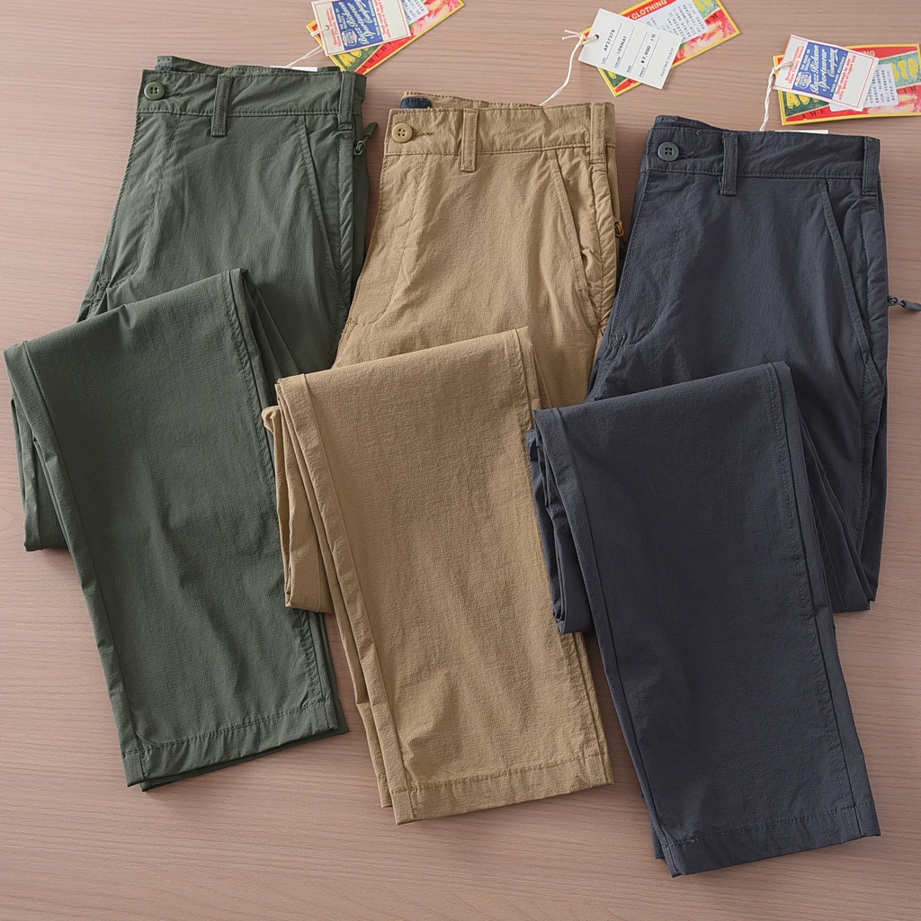 

Ultra-Thin Qui-Dry Breathable Men's Casual Straight Leg Pants Summer Outdoor Comfortable Elastic Non-Sti Dust Long Trousers