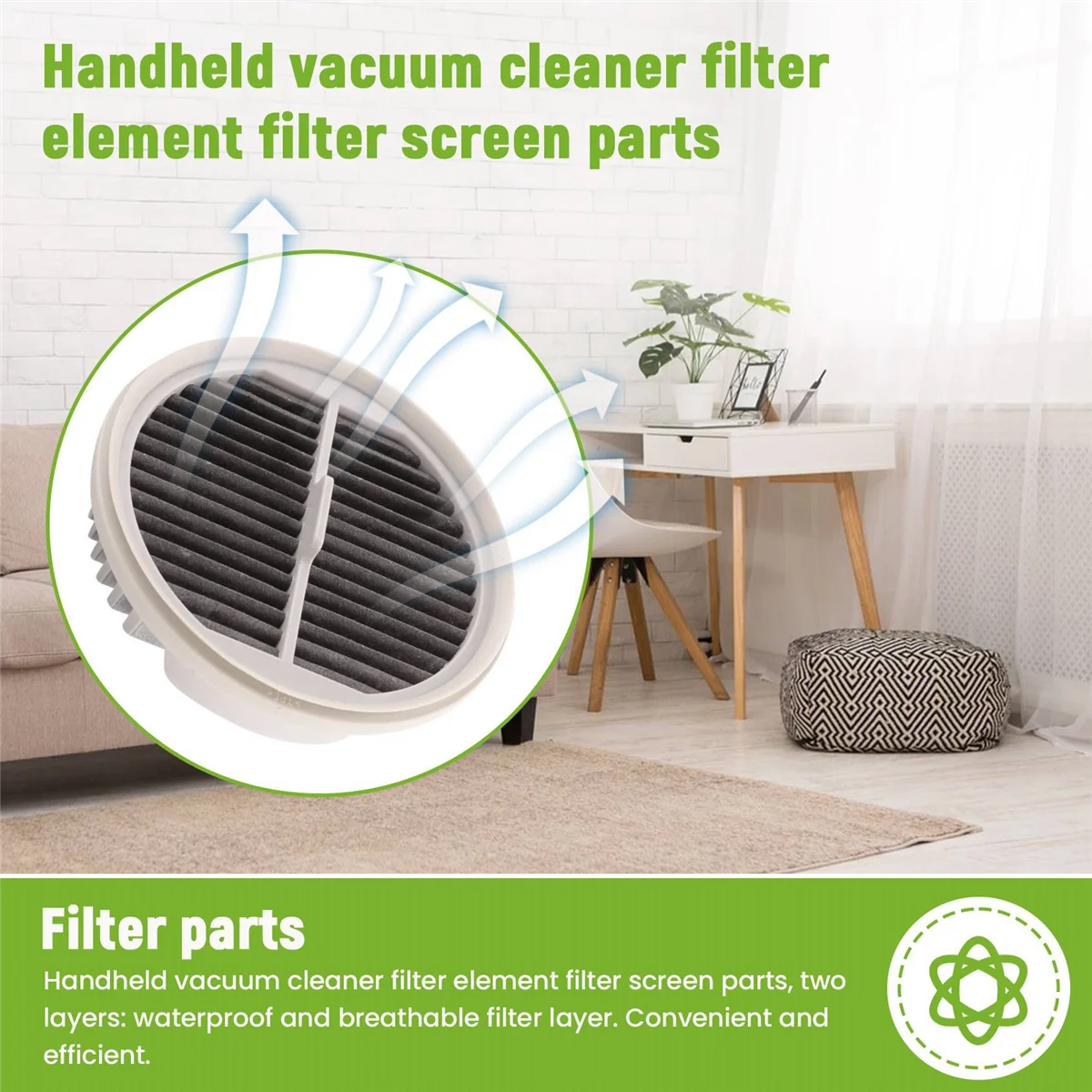 Filter pembersih vakum genggam Xiaomi Mijia, 2 buah untuk Xiaomi Mijia, pembersih vakum HEPA (dua Pak) putih untuk MJXCQ01DY