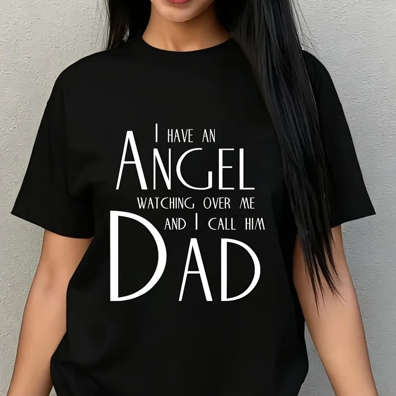 Dad Is My Angel Watching over Me Daddy Father Women's Plus Size T-Shirt 100% Cotton 220g
