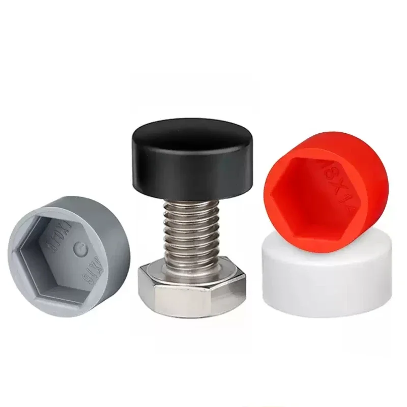 Flat Head Low Height Hexagonal Nut Protection Cap Plastic External Hex Bolt Dust Cover Decor Caps M4~M30