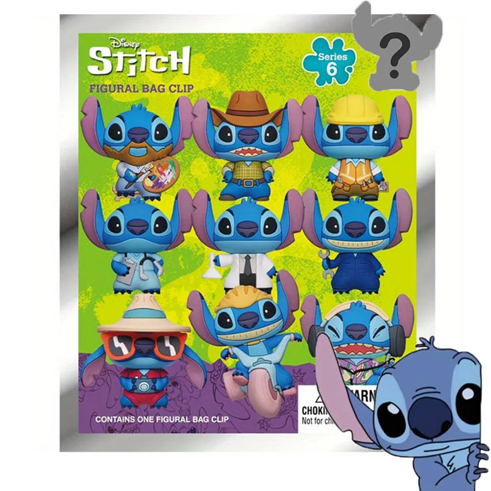 Porte-clés figurine en PVC sous forme de boîte mystère, sous licence officielle Stitch, 1 pièce, Disney