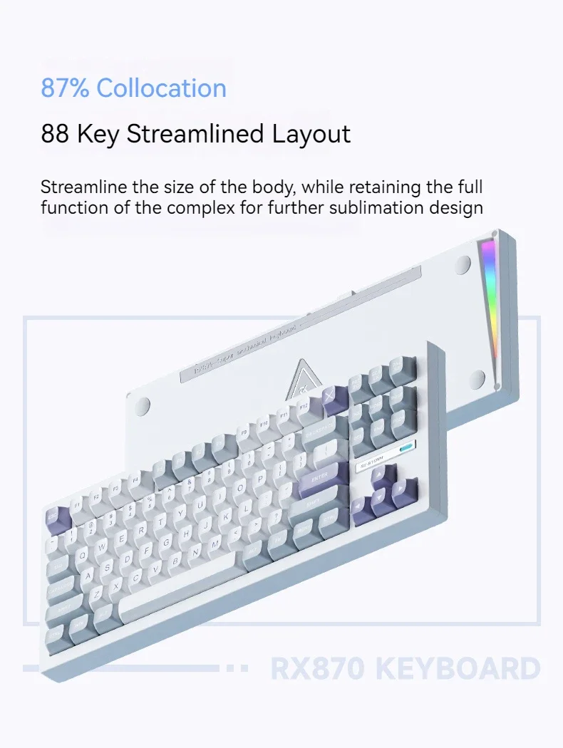 Rxstorm RX870 Mechanical Keyboard Bluetooth 2.4G Tri-mode Wireless Hot Swap TTC Gasket RGB USB Laptop Gamer PC Gaming Keyboard