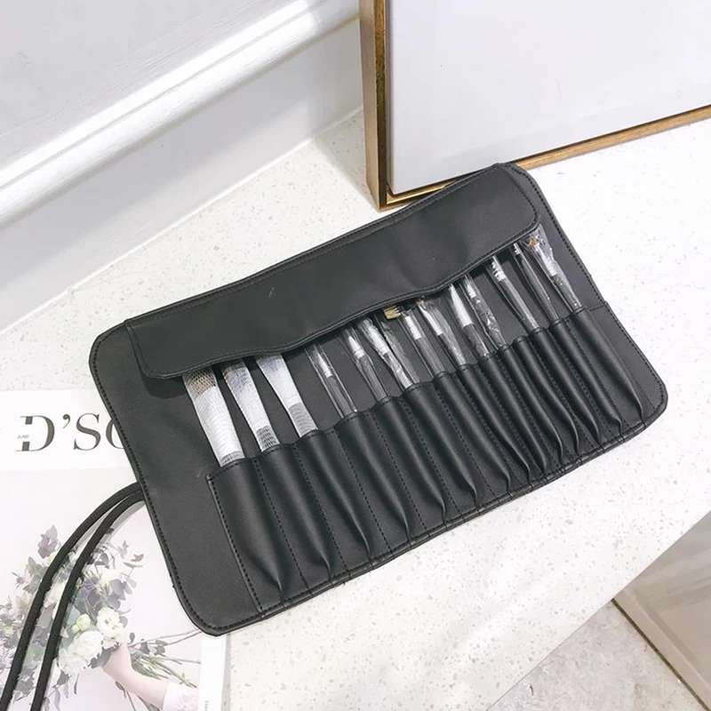 12/14/18 Hole Makeup Brush Bag Functional Cosmetics Case Travel Organizer Make Up Brushes Protector Makeup Tools Rolling Pouch