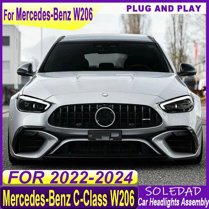 Car LED Head Lamps For Benz C-Class W206 2022 2023 2024 Upgrade Modified LED Car Headlights Dynamic Turn Lamp Car Accessories