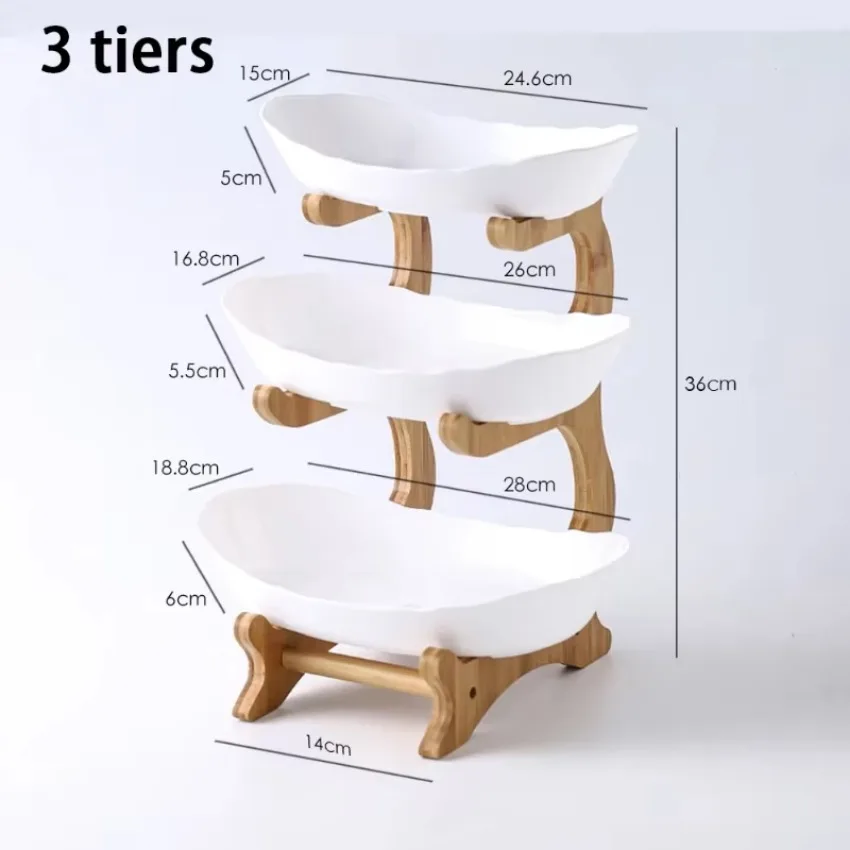 Fruit Storages Plate Wooden Multi-layer Dining Plate for Household Tabletop Snacks Candies Cake Storage Rack Large Capacity Food