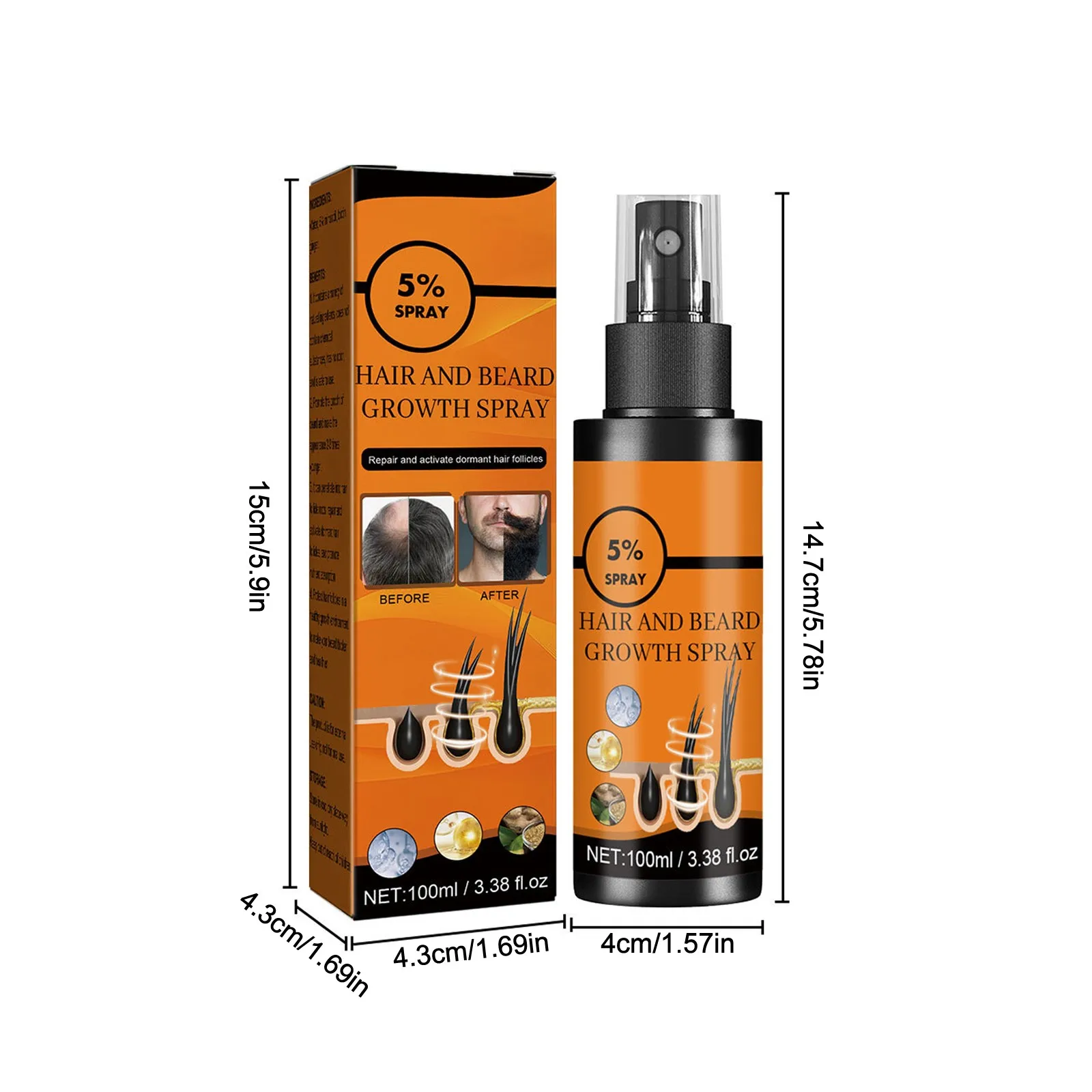 2024 New Hair Growth Spray Promote Hair Growth Nourish Scalp Hair Growth Spray Hair Growth Spray 100ml/3.38fl