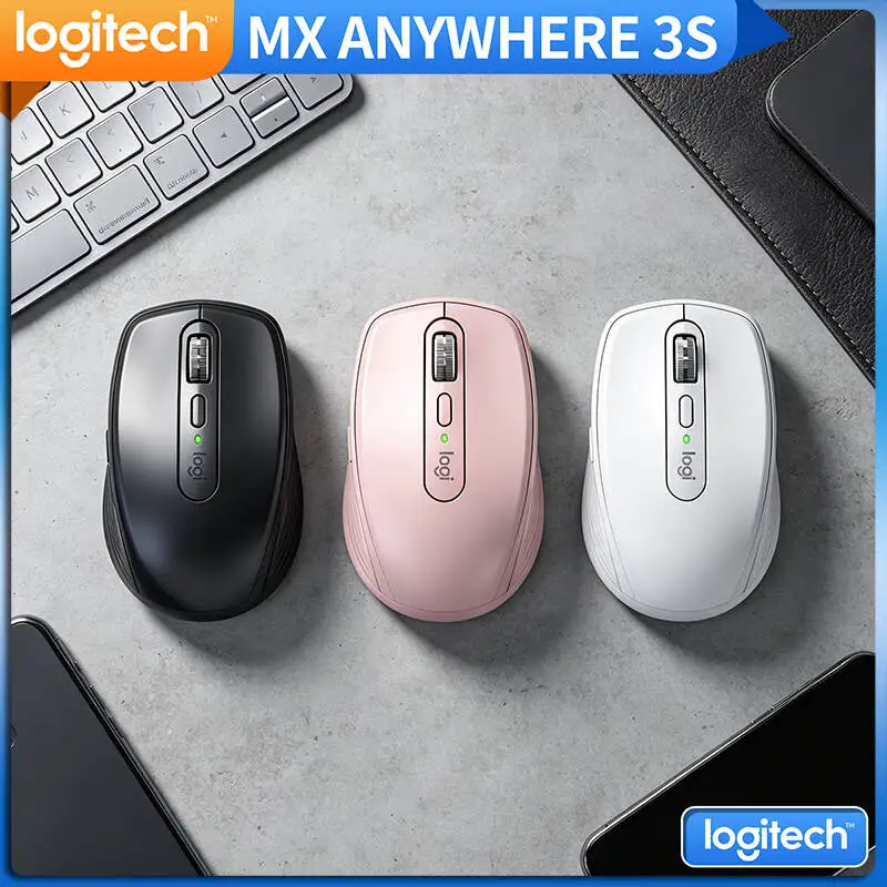 Compact Logitech MX Anywhere 3S Mouse - 8000 DPI Darkfield, MagSpeed Hyper-Scroll, Quiet Clicks, USB-C Fast Charge