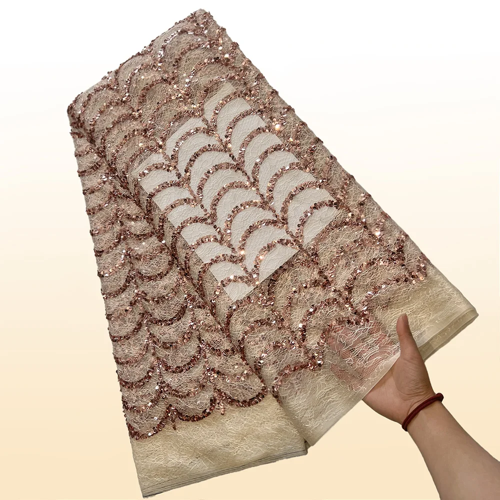 

Французское кружево LACE, 5 ярдов, тюлевая ткань с вышивкой и пайетками, новейшее африканское кружево 2025 года для нигерийских вечеринок