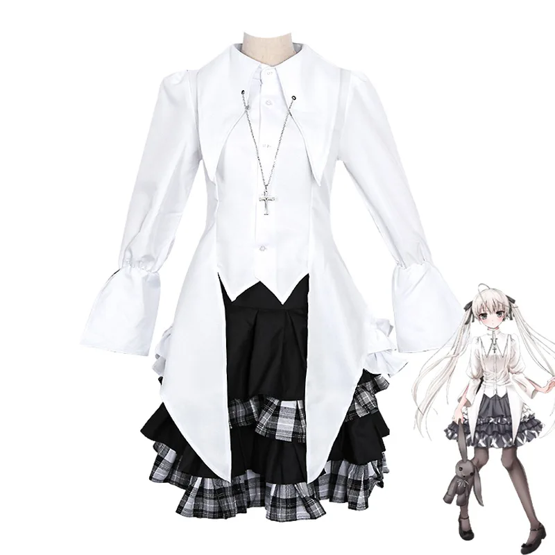 

Yosuga No Sora Cosplay Kasugano Sora Costume White Shirt Skirt Outfits In Solitude Where We Are Least Alone Women Cosplay Skirt