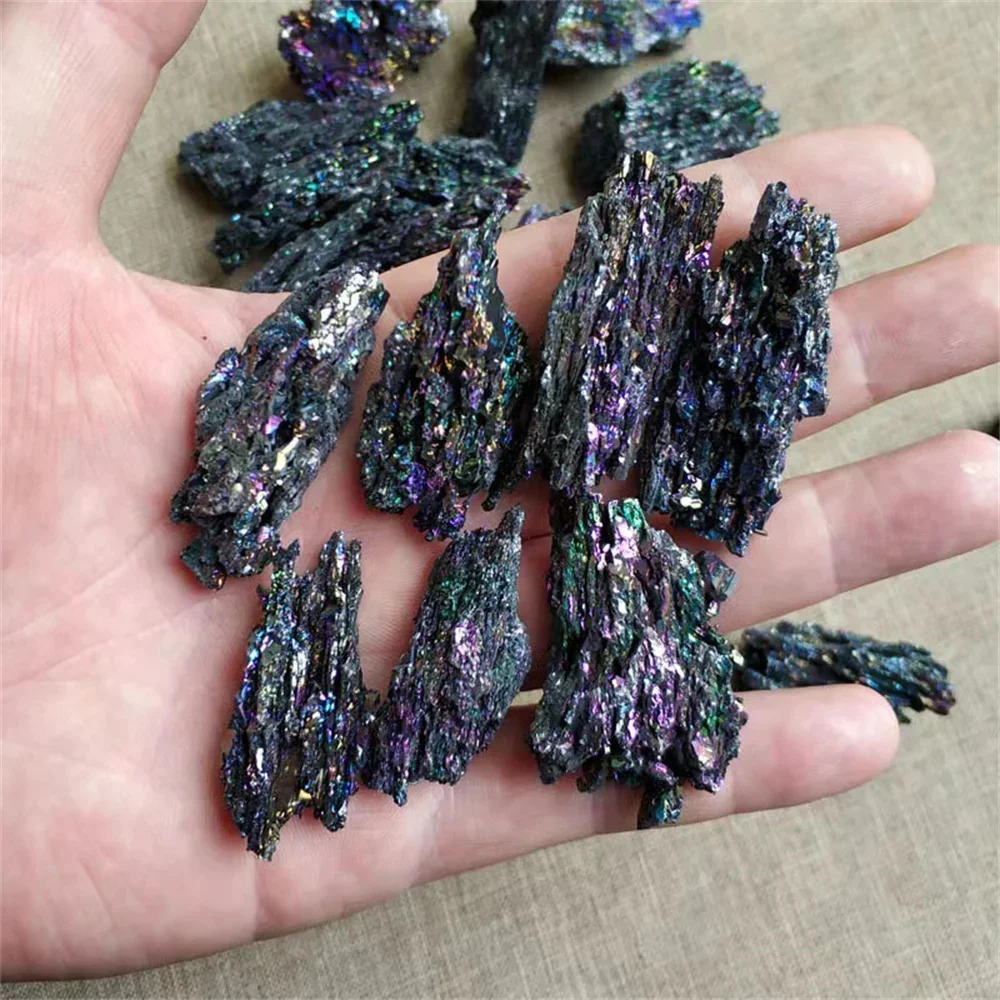 1PC Colorful Carborundum Natural Stone Specimen Silicon Carbide Black Quartz Crystal Mineral Sample Home Decor Collectibles