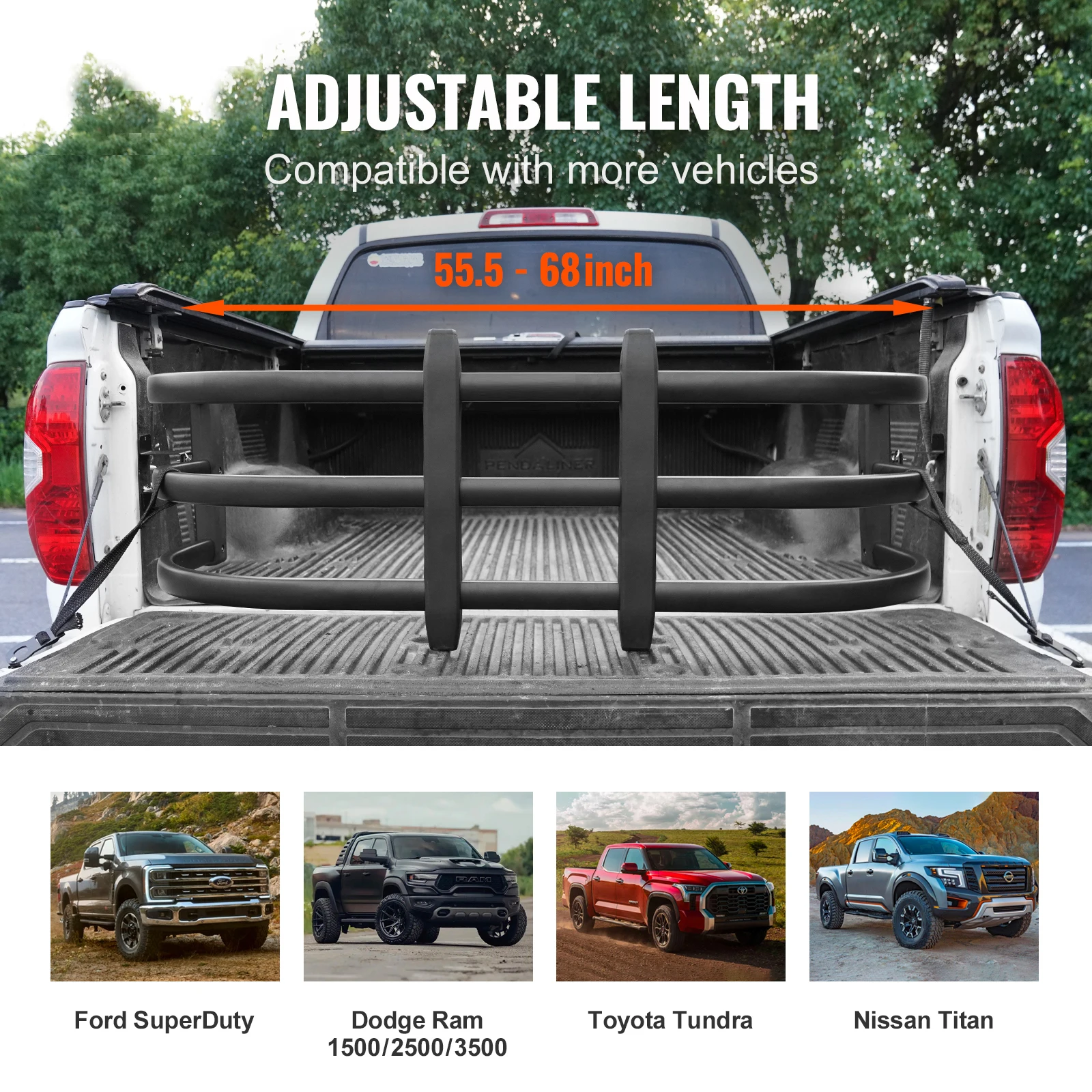 SucceBuy Truck Bed Extender, Aluminum Retractable Tailgate Truck Extender, 55.5\