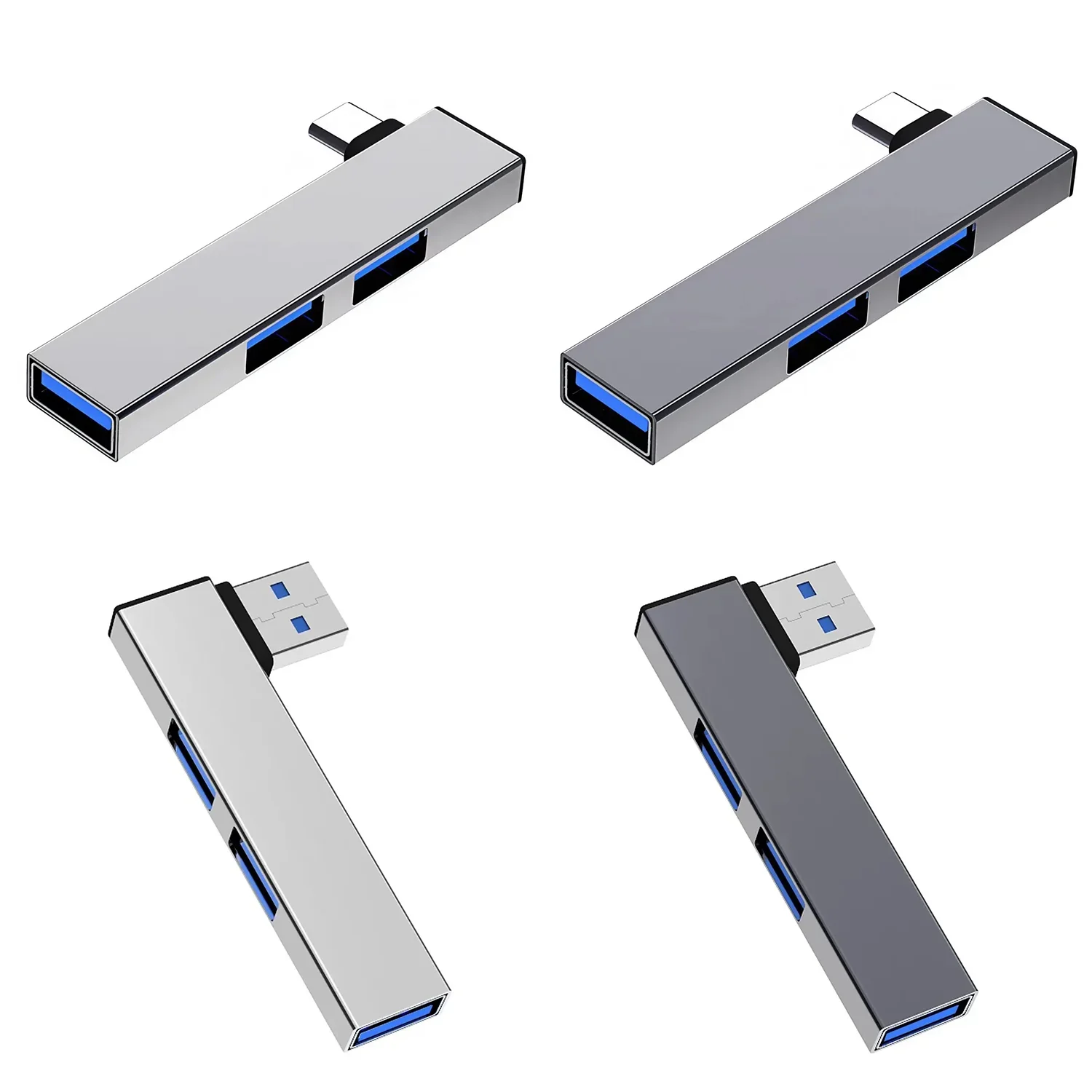 90 Degree USB Type C Hub Docking Station 4 Port Data Transfer Expander, Fast USB3.0 for PC Laptop C1FD