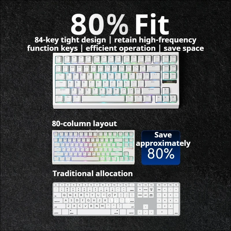 G84 Mechanical Keyboard Gasket Structure Full Key Hot Swappable Three Mode Connection ABS Frosted Fine Grain Ergonomic Design