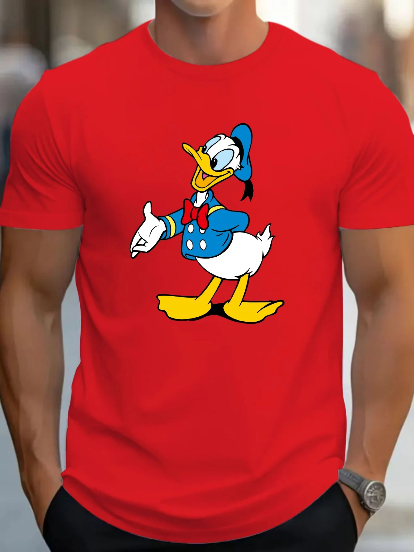 Disney T-Shirts Classic Donald Duck Printed Men\'s Casual T-shirt Cool Fitting Bottoming Versatile Spring Summer Tops Clothes