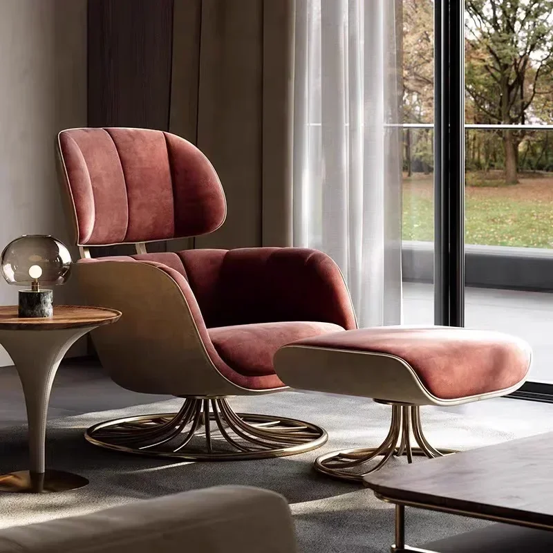 Home designer, light luxury leather fabric single casual sofa chair