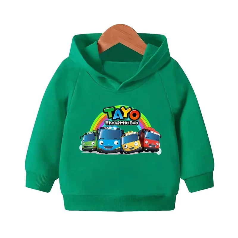 Hot Sale Tayo the Little Bus Cartoon Kids Hooded Hoodies Girls Clothes Children Sweatshirts Autumn Baby Pullover Tops,KMT5837