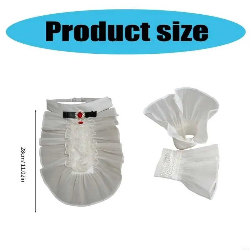 10LE VICTORIAN Colonial Jabot Chefon Ruffle Aruffle Faux Corlear Cuffs наряд