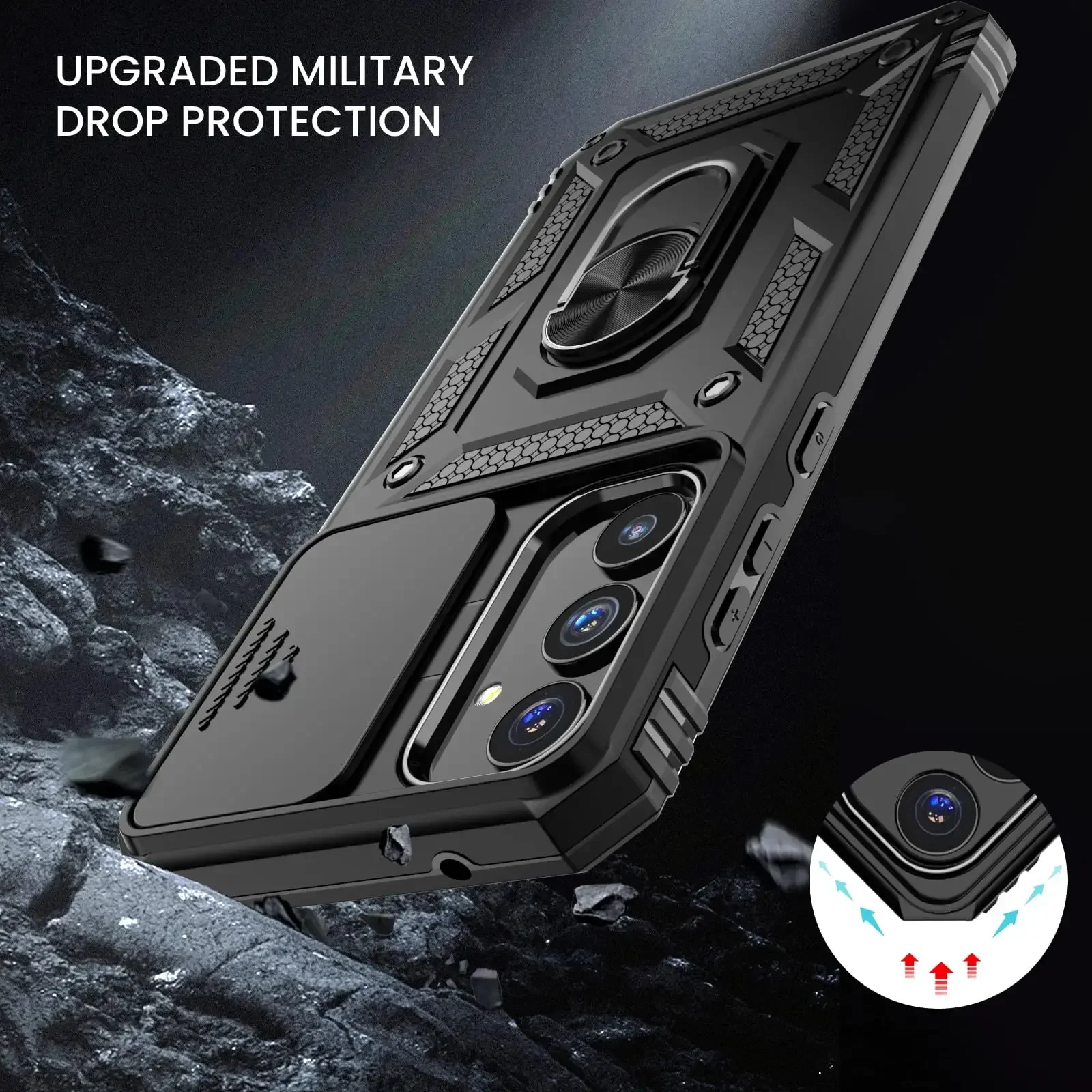 Case For Samsung Galaxy S24 S23 S22 S21 Ultra Plus FE A54 A34 A14 4G 5G Slide Camera Protection Rugged Military-Grade Drop Cover