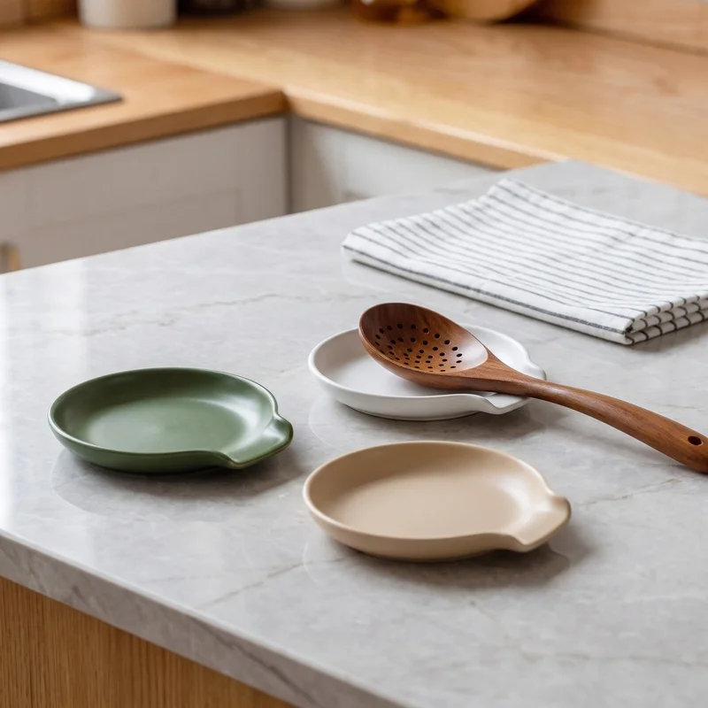 3 One Pack Ceramic spoon rest and storage set Morandi color palette Place the spatula, ladle, and rice spoon Universal for kitch