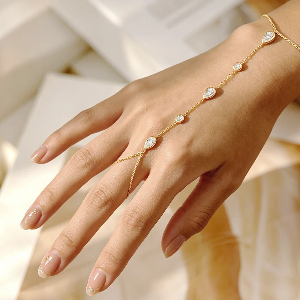 Onnelik 0.5CT Teardrop Moissanite Tennis Bracelet S925 Sterling Silver White/Yellow/Rose Gold Plated Fine Jewelry Gift for Women