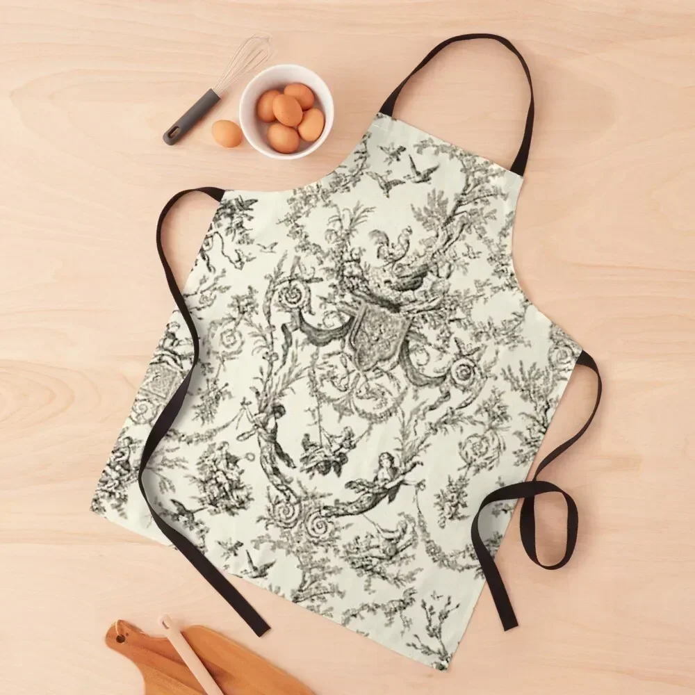 

Heavenly French Toile Apron For Girl kitchen and home with pockets Women's Dress Apron