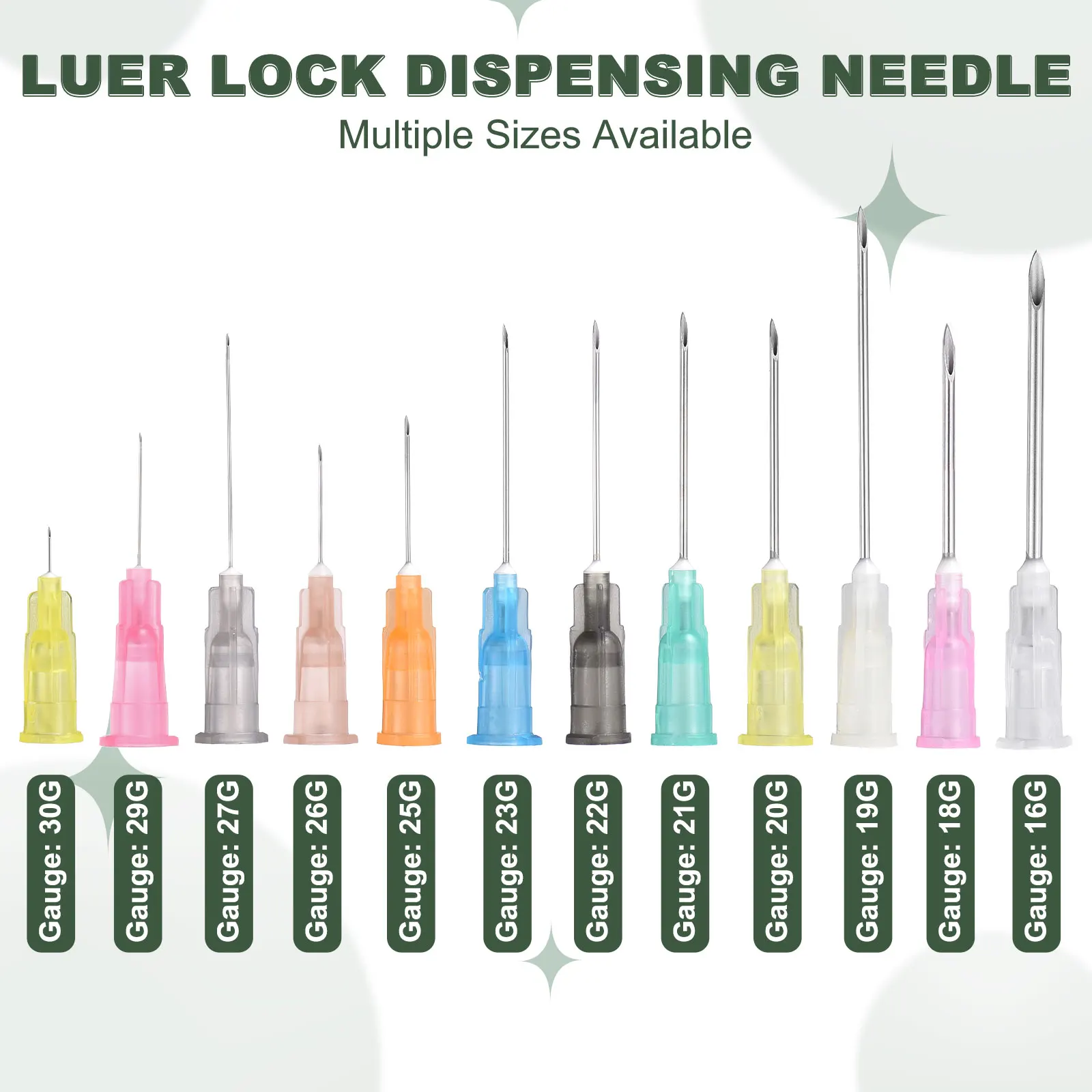50 Pcs Dispensing Needle Luer Lock Lab Stainless Steel Tips for Laboratory Industrial Dispensing Refilling Inks Liquid Glue