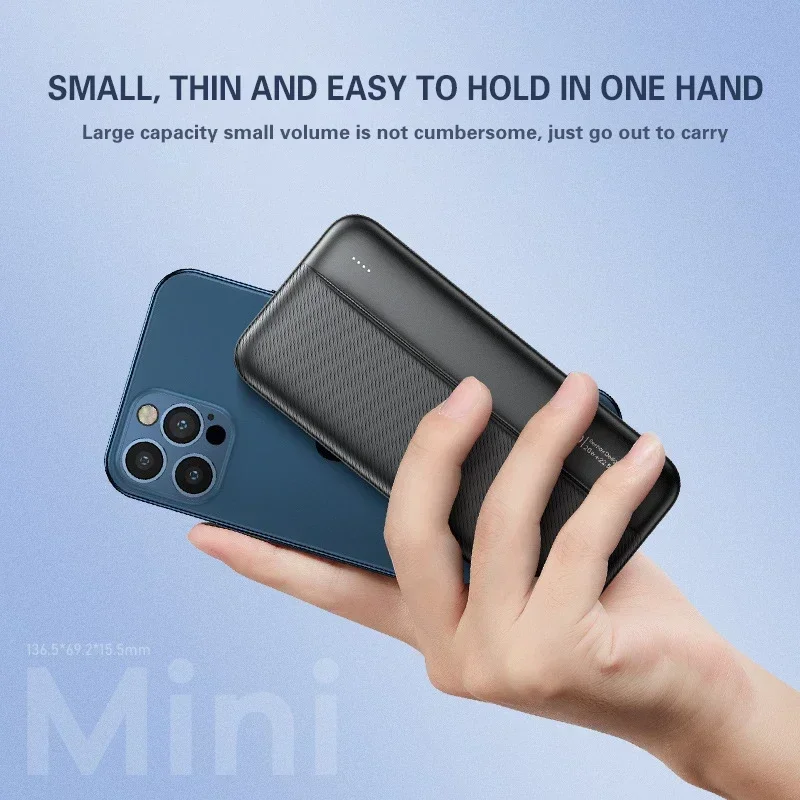 PD20W Carregador de Telefone Portátil, Power Bank, 20000mAh, QC22.5 W, 10000 mAh, Bateria Externa, Carregamento Rápido para iPhone 13, 15, Xiaomi, Huawei