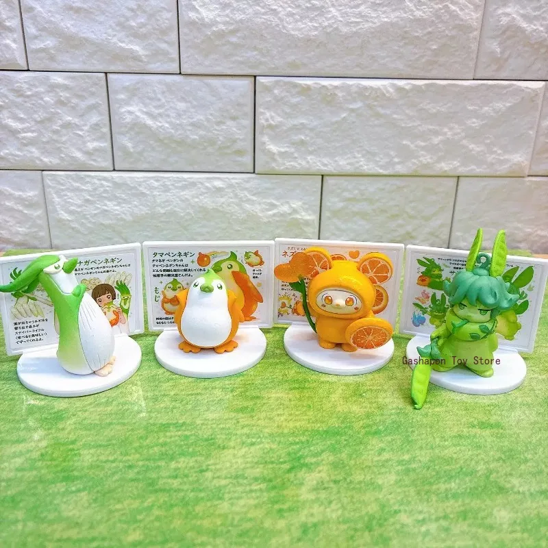Juguete Original en Cápsula Gashapon de Frutas y Verduras, Naranja, Limón, Perro, Japón, Figura de Anime Kawaii, Mini Modelo, Regalo