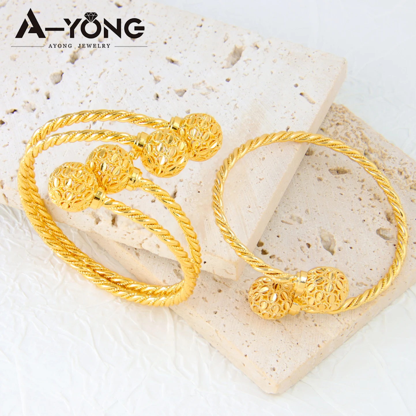 Dubai Gold Plated Cuff Bracelets 21k Gold Color Luxury Saudi Bridal Wedding Bangles Turkish Women Wedding Party Ramadan Jewelry