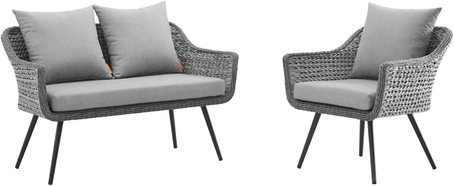 GRY-GRY-SET Streven Naar Buiten Terras Rieten Rotan Sectionele Sofa Set, Voor De Achtertuin, Tuin Of Bij Het Zwembad