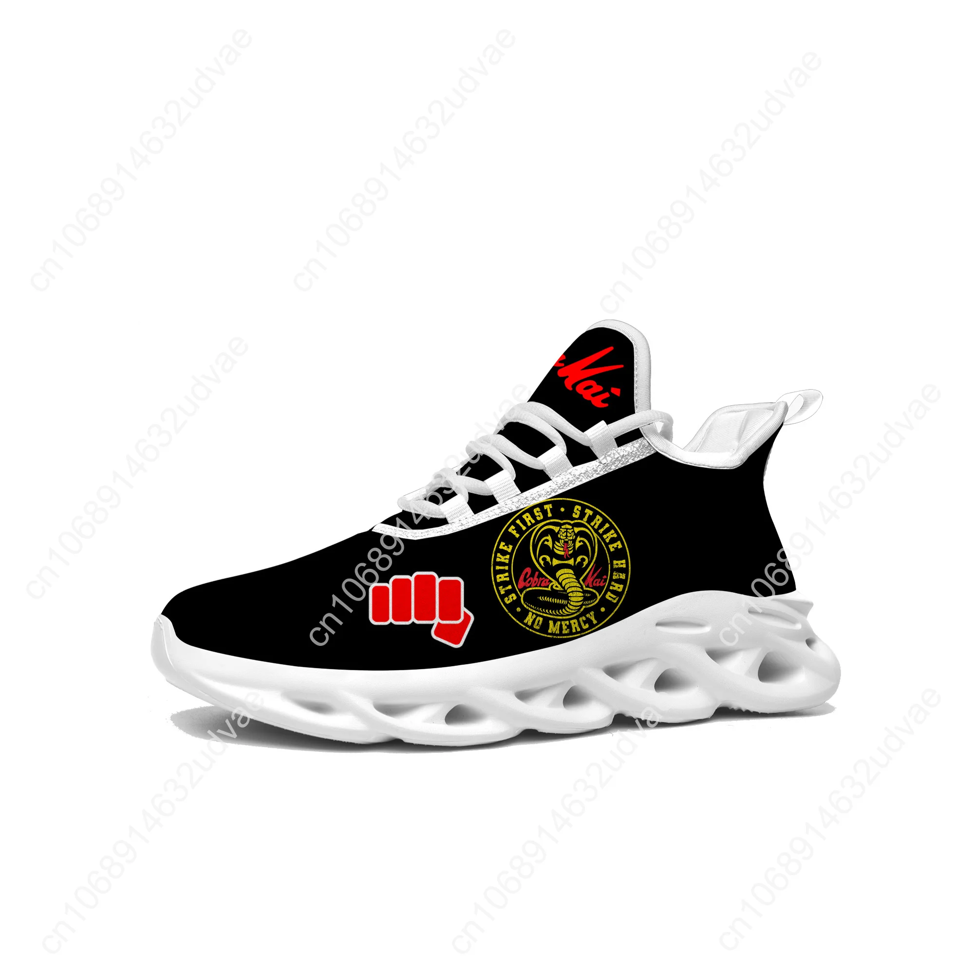 Cobra Kai No Mercy Snake Flats Sneakers Mens Womens Sports Running Shoes Alta Qualidade Sneaker Personalizado Feito Sapato