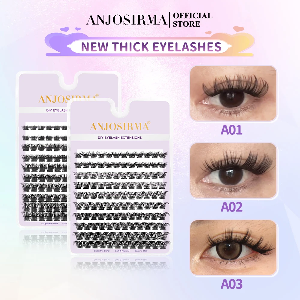 

ANJOSIRMA Add to Wish List 120Pcs Lash Clusters, Wispy Natural Look Black Individual Eyelash Kit Extension DIY Home For Beginner