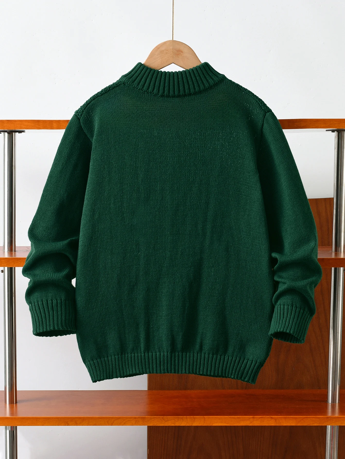 Boys' College Style Solid Color Fried Dough Twists Half Zip Sweater Knitted Pullover Suitable for School Leisure Spring Autumn