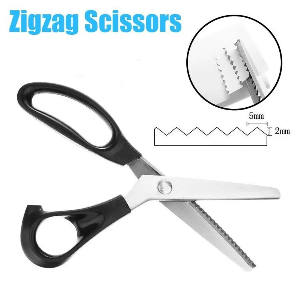 Professional Tailor Shears Anti-fray Heavy-Duty Stainless Steel Craft Cutters Comfort Grip Zig Zag Scissors Crafting Projects