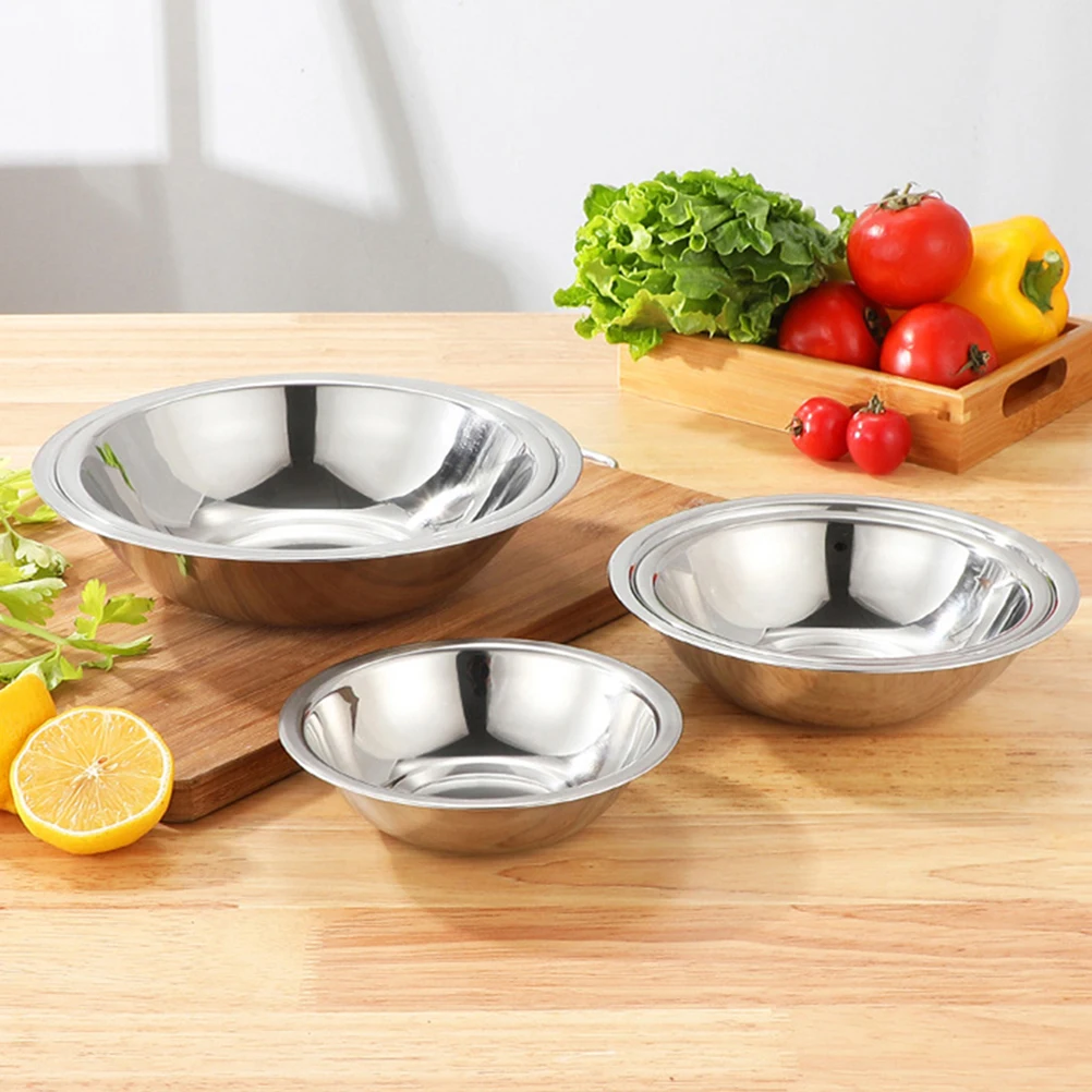 

Thickened Stainless Steel Soup Bowl Large Kitchen Serving Basin for Food Storage Seasoning Organizer Rice Noodles Pasta Salad