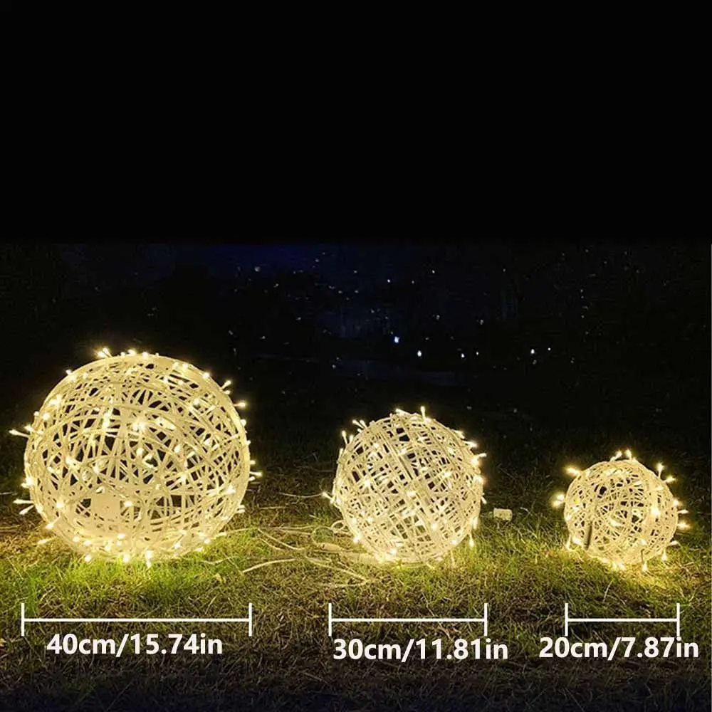 Bola de rattan piscante, corda de luz de fada, à prova d'água, led, iluminação de árvore de paisagem, dia20/30/40cm, 220v, guirlanda de luz suspensa de árvore