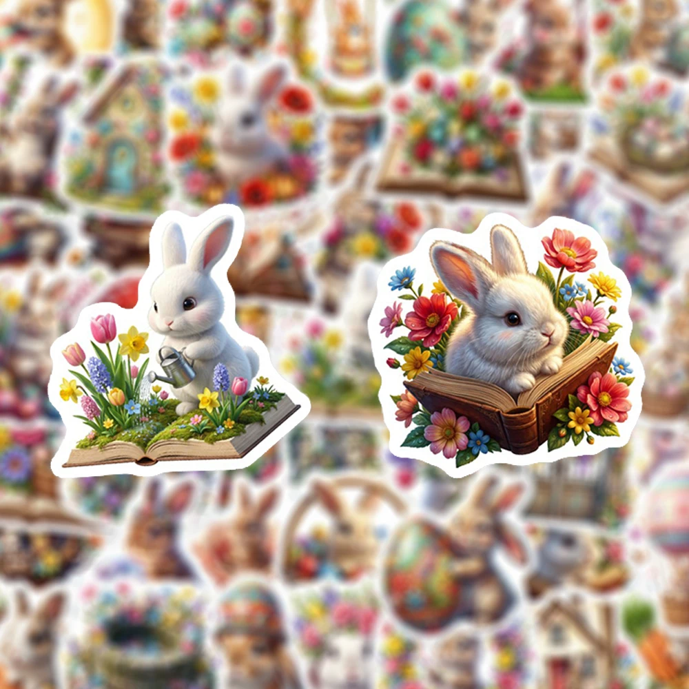

10/30/50pcs Cute Easter Rabbit Egg Graffiti Stickers Funny Cartoon Festival Decals DIY Notebook Guitar Phone Sticker Wholesale