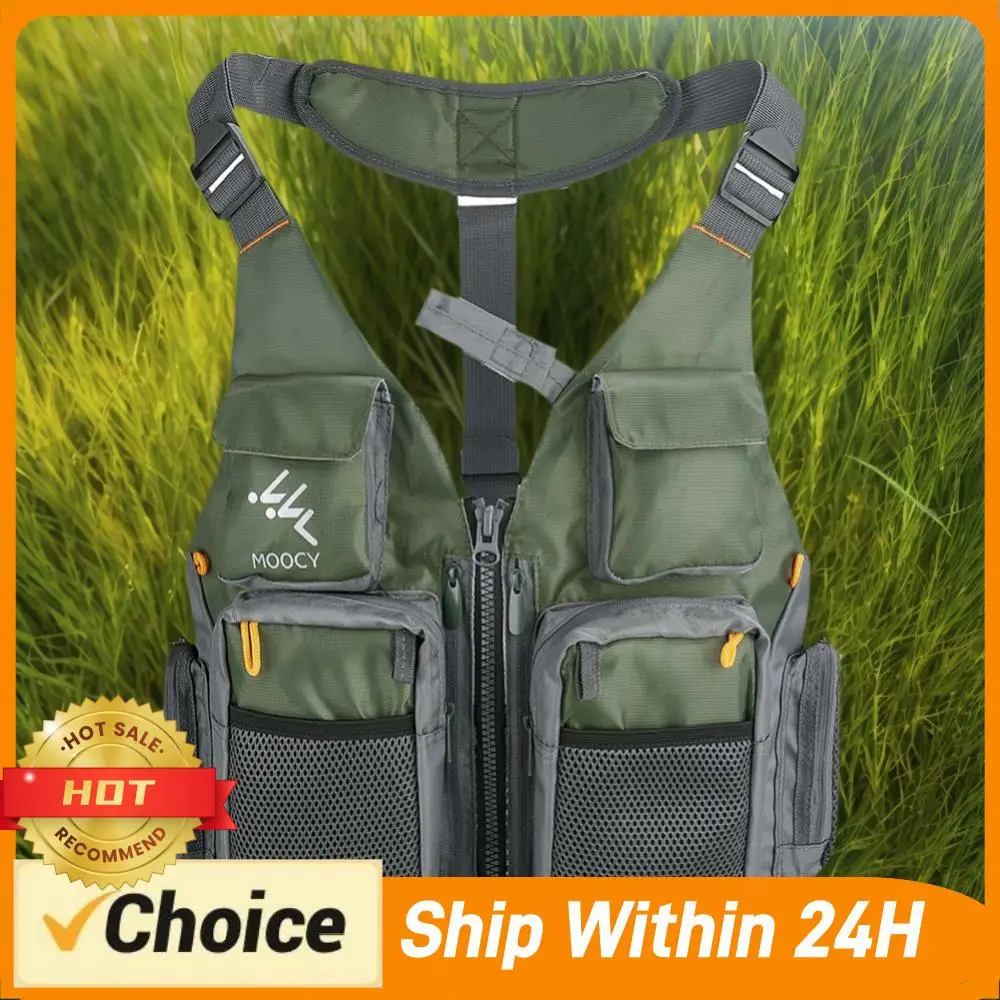 

Outdoor Fishing Vest Multi-Pockets Oxford Cloth Fishing Vest Breathable Adjustable Sea Fishing Vest for Running Travel Hiking