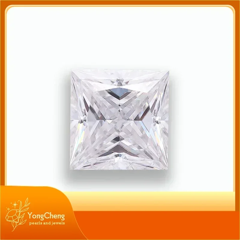 Highest Grade Moissanite Stone Princess Cut Super White D Color VVS1 Quality Charms Jewel Making Materials With Certificate