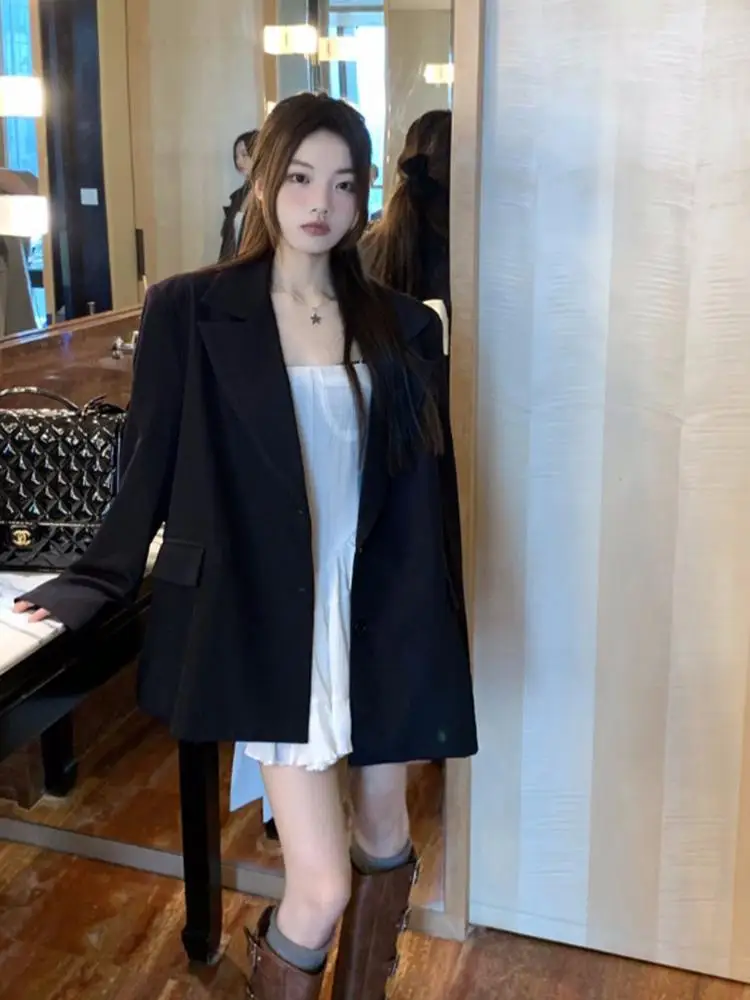 Blazer d'été pour femmes, costume sept-quarts élastique, universel, sentiments moyens, garniture sensible, Interviews de fibres de perçage