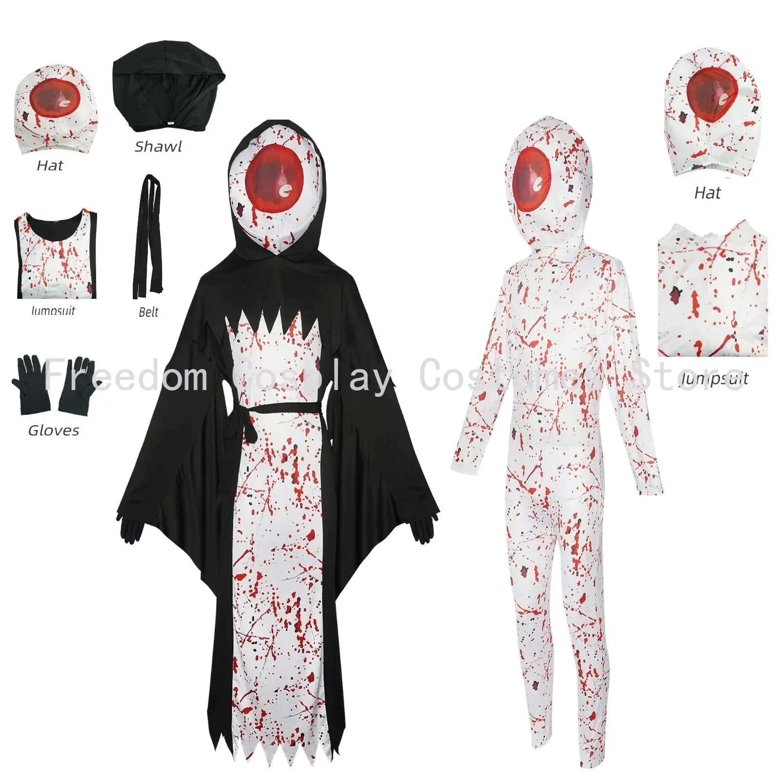 

game theme Devil's Eye Cosplay black white jumpsuit Costumes for adult Kid Party Carnival Halloween Demon Slayer Costume