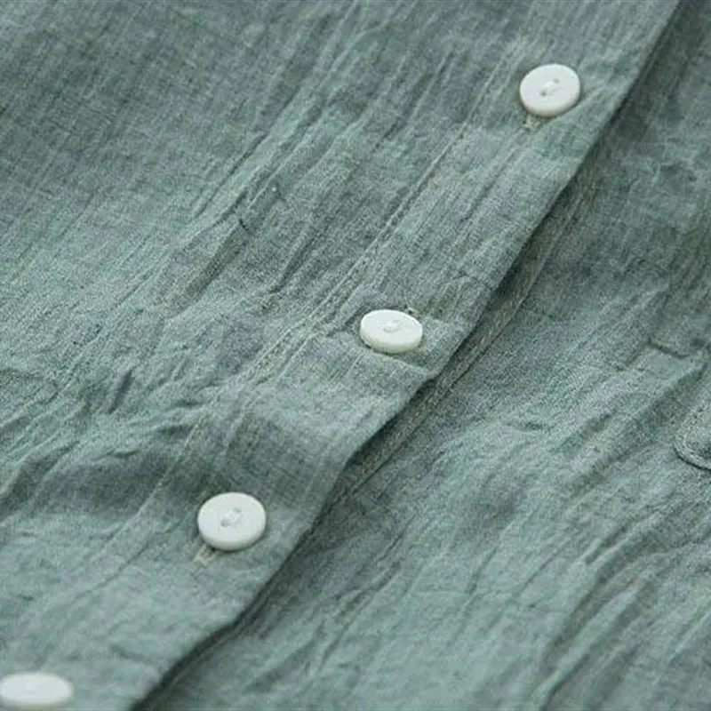 

Элегантная винтажная тонкая хлопково-льняная солнцезащитная рубашка, женская дышащая удобная модная летняя рубашка с длинными рукавами