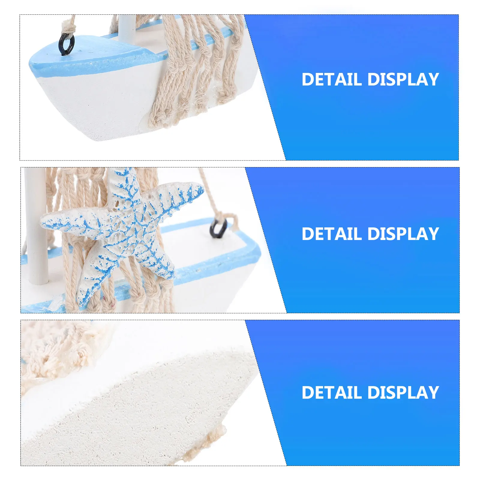 

Wooden Sailboat Decoration Mediterranean Model Delicate Sailing Decorate Crafts Cotton Rope Figurine