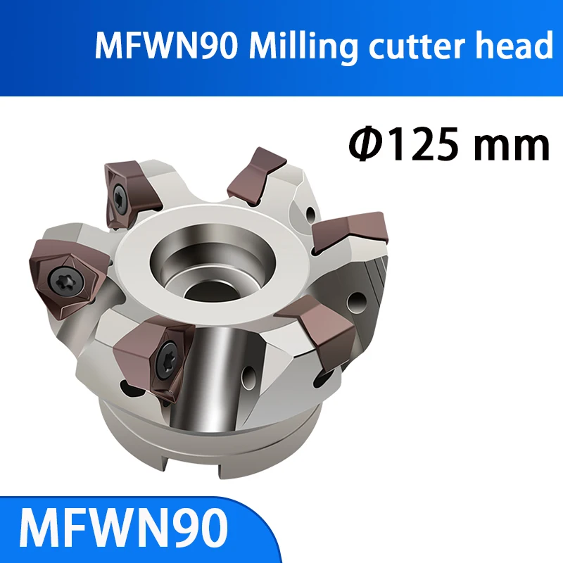 125mm MFWN 90 degree right angle milling cutter head Double sided hexagonal heavy cutting fast feed milling cutter head Suitable