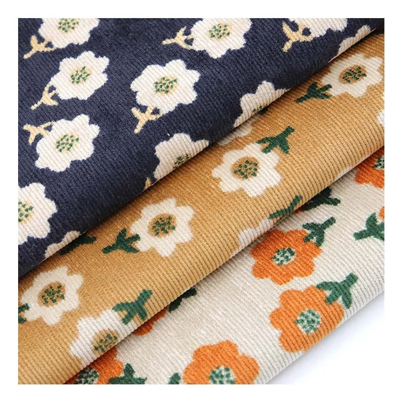 1M/2M/5M Corduroy fabric small flower Polyester print cloth fashion Women\'s dress DIY clothing handmade Sewing quilting Luggage