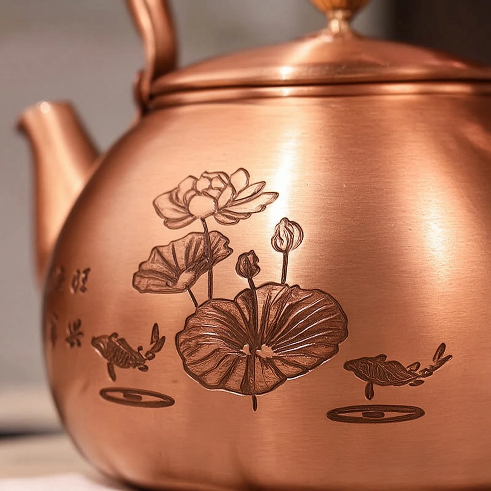 

Copper Tea Kettle Elegant Tea Kettle with Lid Teapot Coating-Uncoated Cookware Non for Home